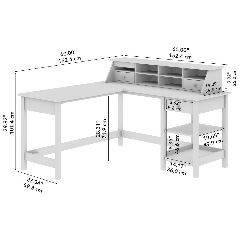 Mayfield 60W L Shaped Computer Desk with Desktop Organizer. Picture 9