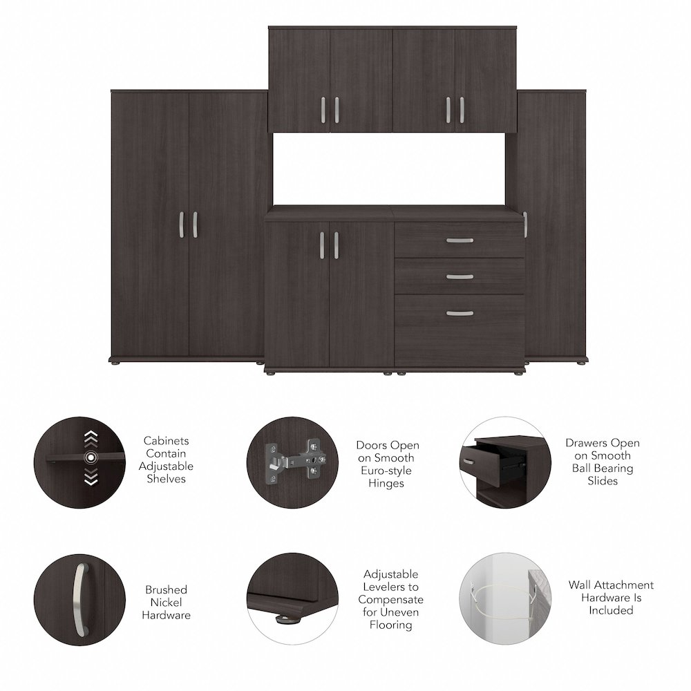 Universal 6 Piece Modular Closet Storage Set with Floor and Wall Cabinets. Picture 3