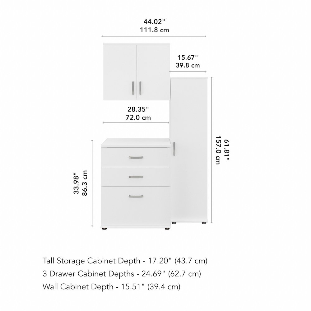 Universal 44W 3 Piece Modular Storage Set with Floor and Wall Cabinets. Picture 8