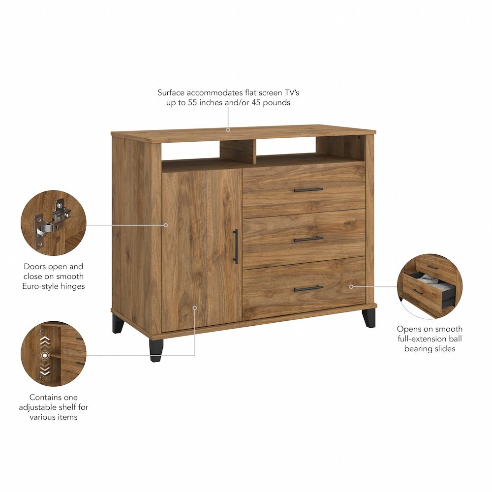Somerset 3 Drawer Dresser and Bedroom TV Stand. Picture 9