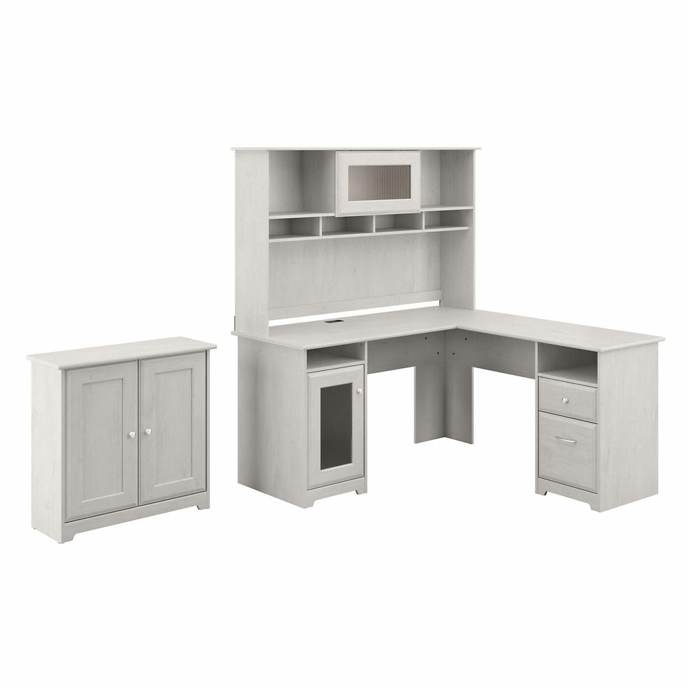 Bush Furniture Cabot L Shaped Desk with Hutch and Small Storage Cabinet ...