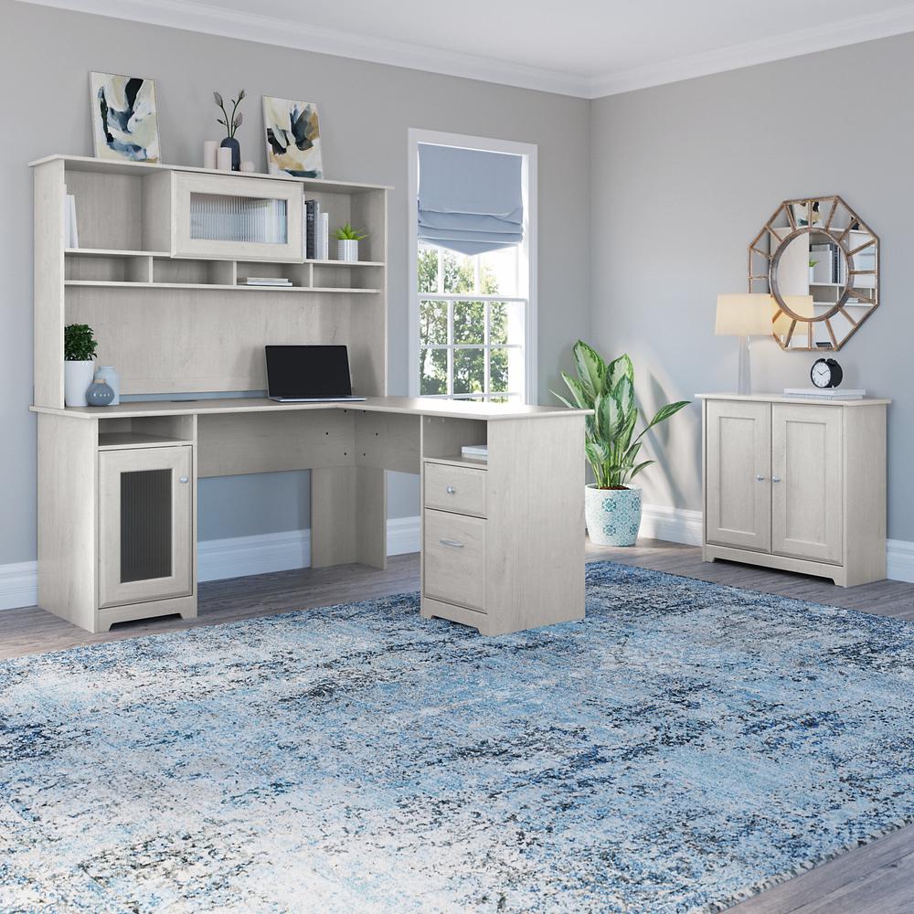Bush Furniture Cabot L Shaped Desk with Hutch and Small Storage Cabinet ...