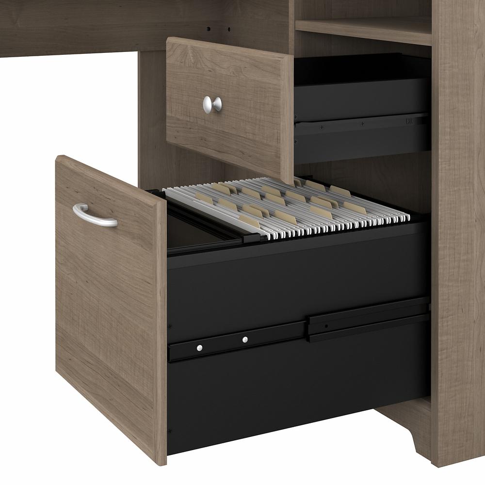 60W L Shaped Computer Desk with Mid Back Leather Box Chair Ash Gray. Picture 6