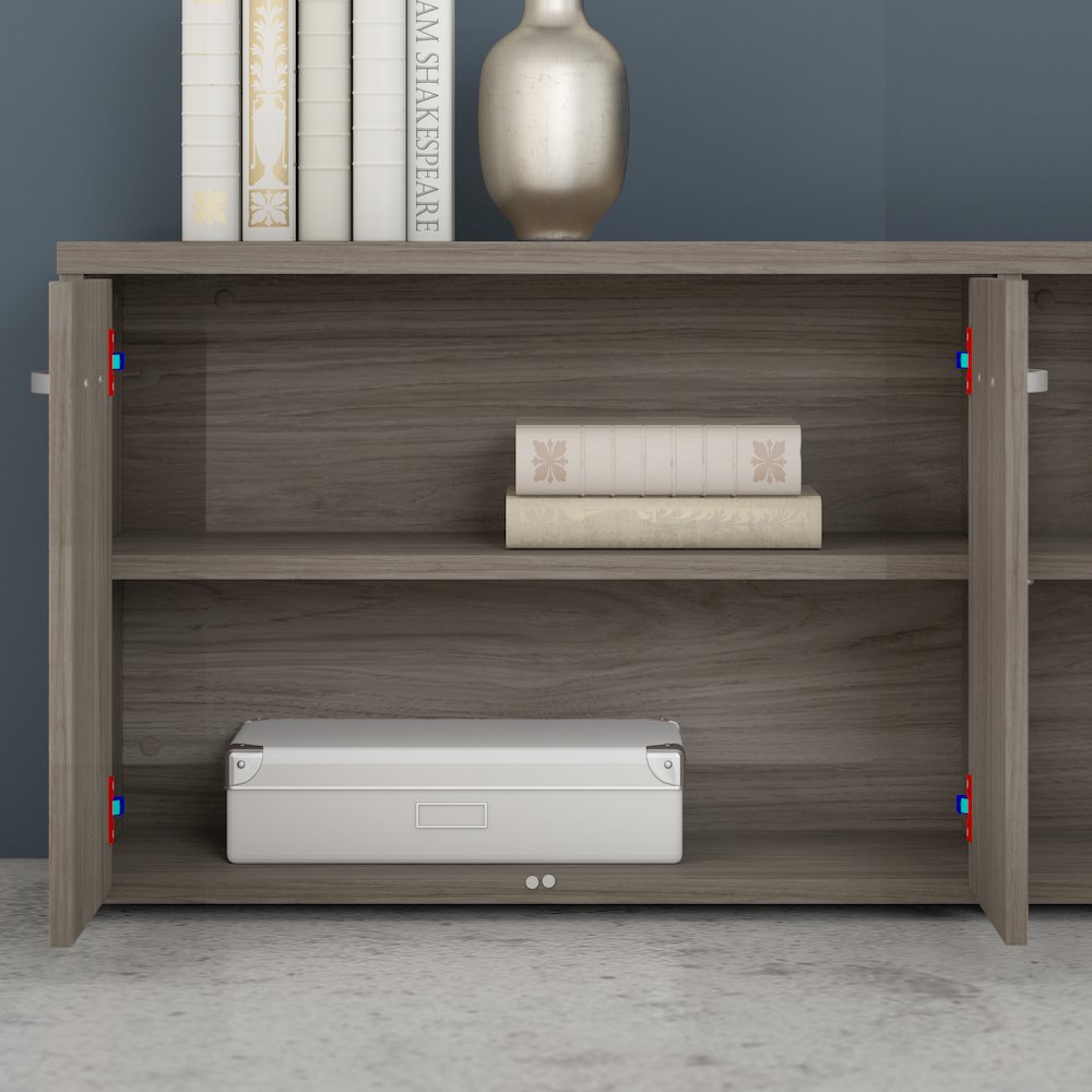 Hybrid Low Storage Cabinet with Doors and Shelves. Picture 3