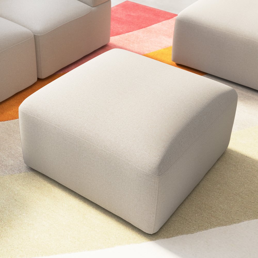 Assemble Modular Lounge Ottoman in Oat Fabric. Picture 2