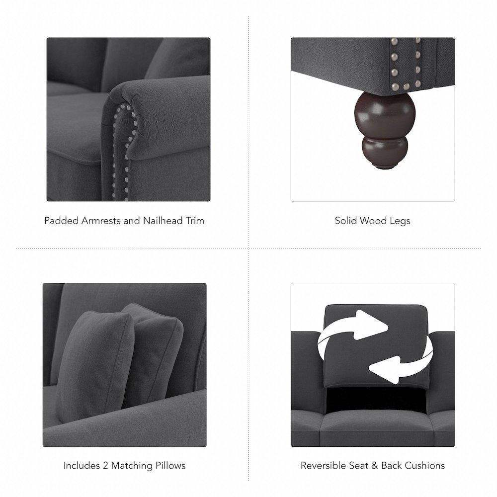 Coventry 85W Sofa in Charcoal Gray Herringbone. Picture 8