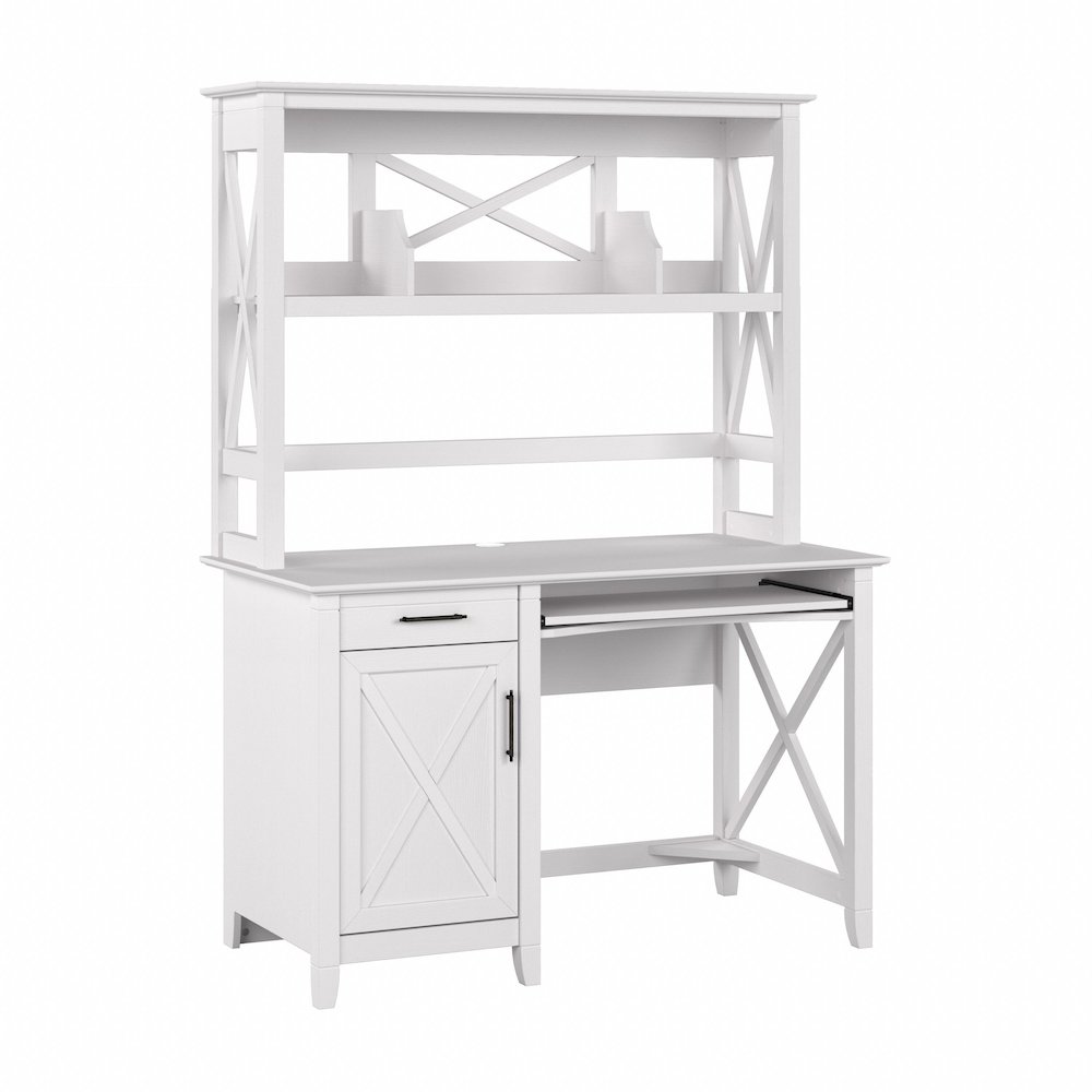 Key West 48W Small Computer Desk with Hutch. Picture 1