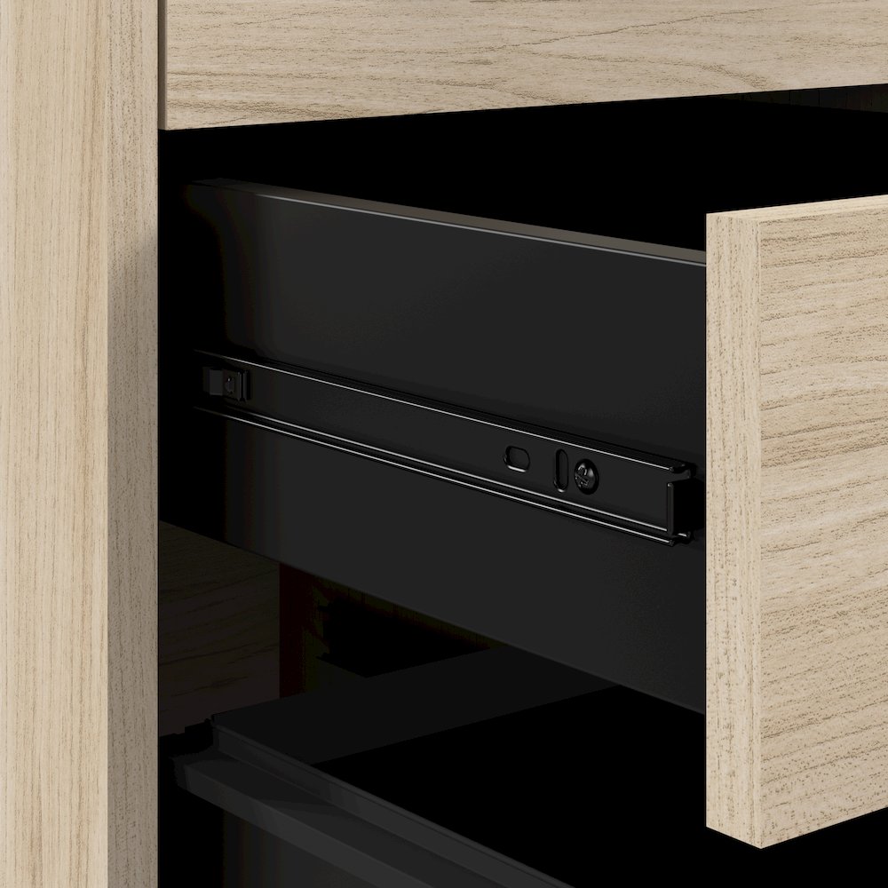 Vista 60W L Shaped Desk with Metal Legs, Low Storage Cabinet, and Wardrobe. Picture 9