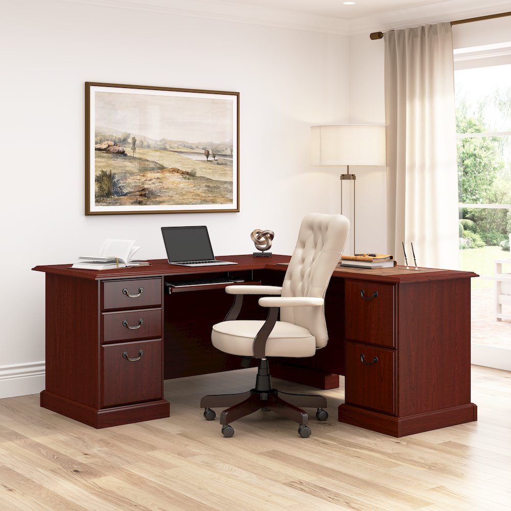 Arlington L Shaped Desk with Drawers and Keyboard Tray. Picture 2