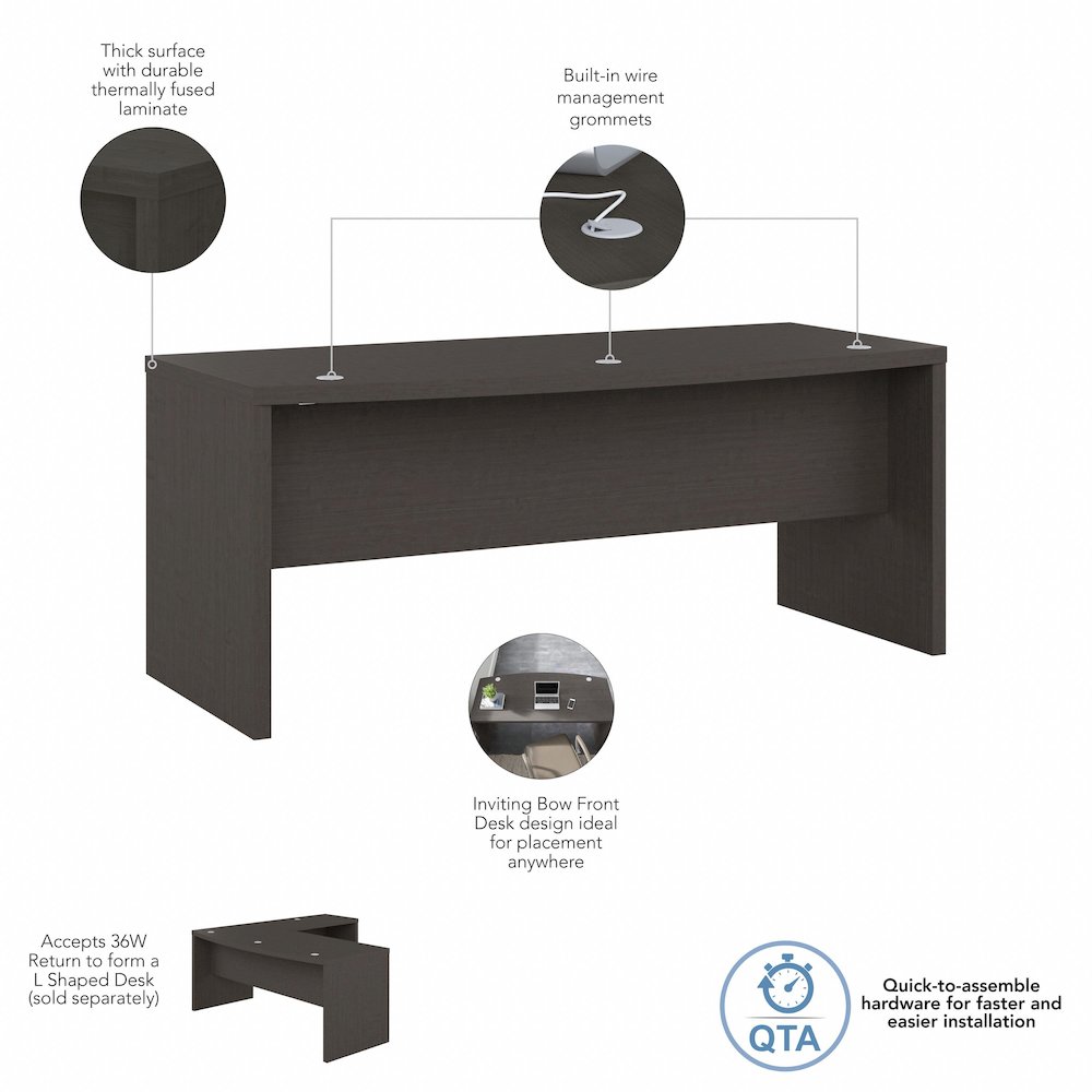 Echo 72W Bow Front Desk. Picture 6