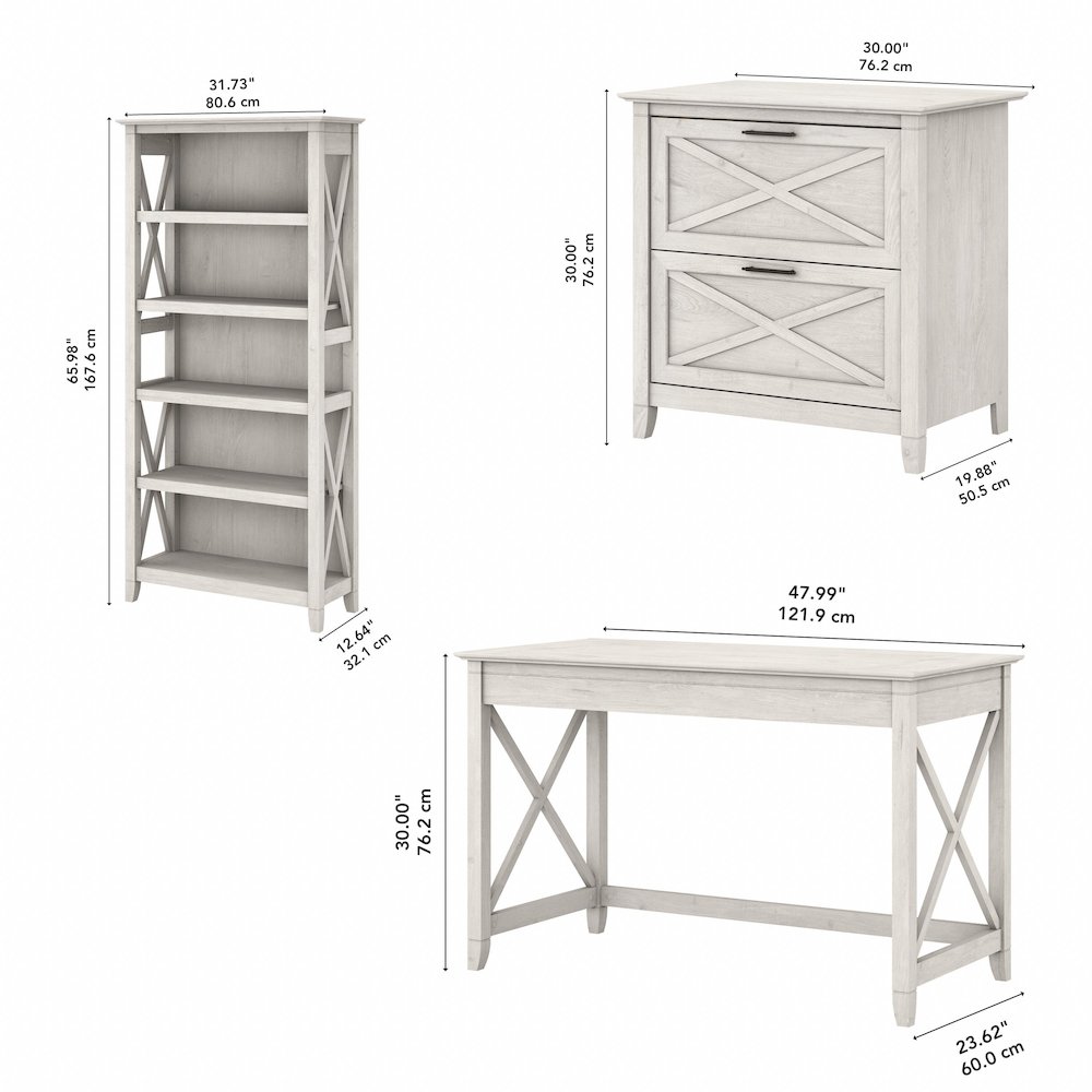 48W Writing Desk with 2 Drawer Lateral File Cabinet and 5 Shelf Bookcase. Picture 8