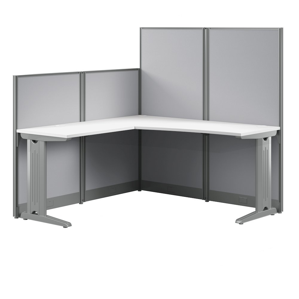 Office in an Hour 65W x 65D L Shaped Cubicle Desk. Picture 1