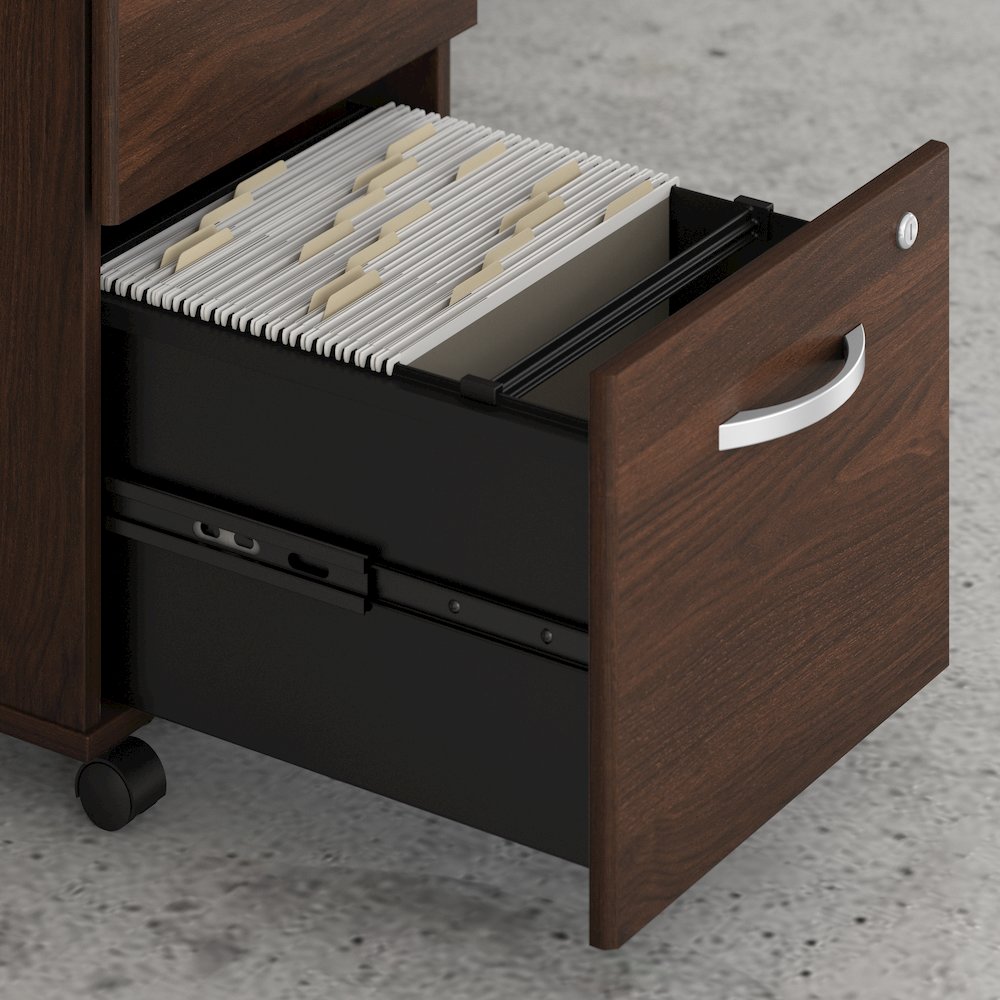 Studio C 72W x 36D Bow Front Desk and Credenza with Mobile File Cabinets. Picture 3