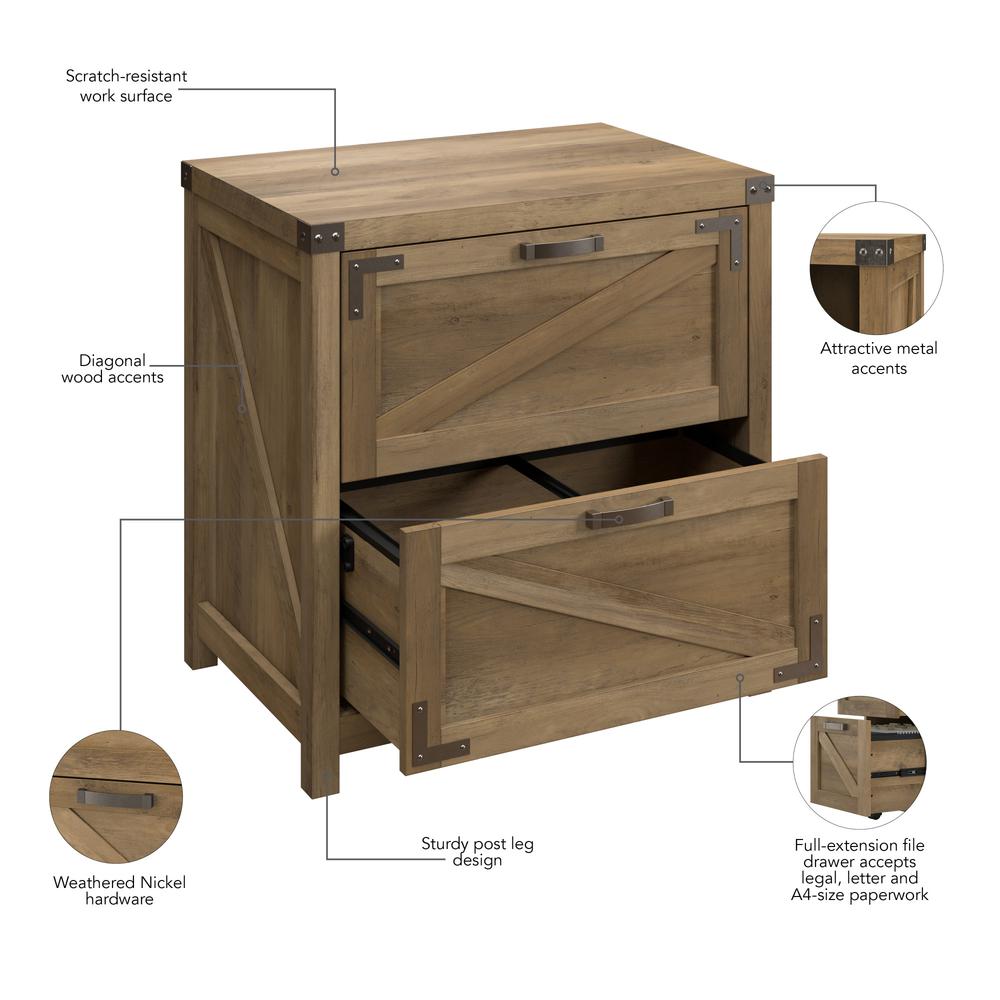 Knoxville 2 Drawer Lateral File Cabinet in Reclaimed Pine. Picture 5