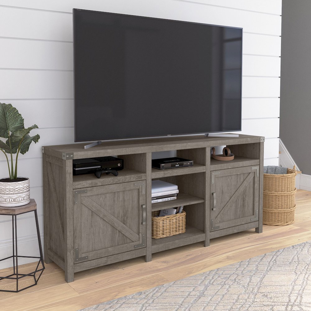 Knoxville 65W Farmhouse TV Stand for 75 Inch TV in Restored Gray. Picture 9