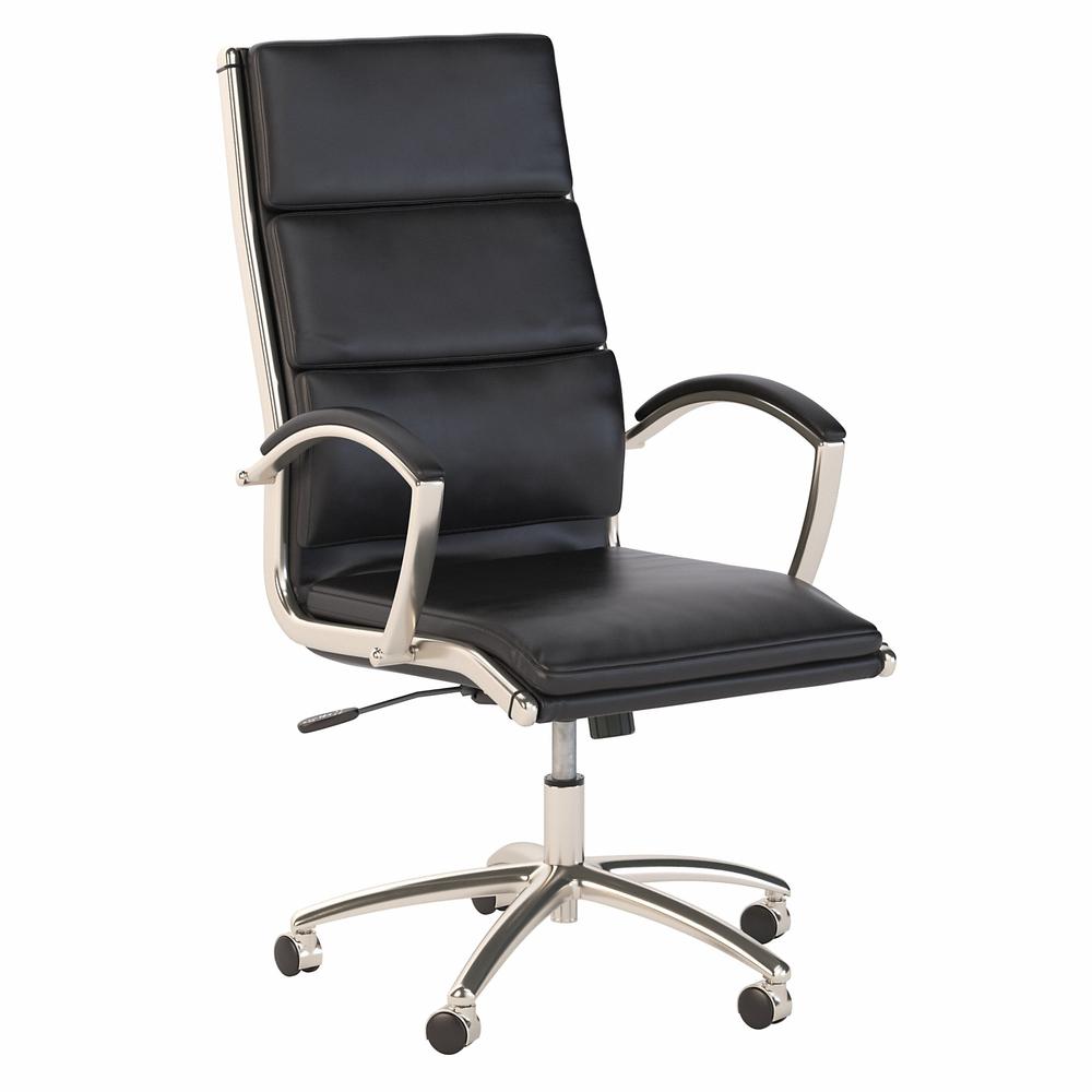 High Back Leather Executive Office Chair Black Leather. Picture 1