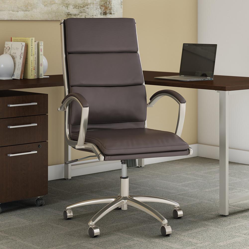 Bush Business Furniture Modelo High Back Leather Executive Office Chair, Dark Brown. Picture 2