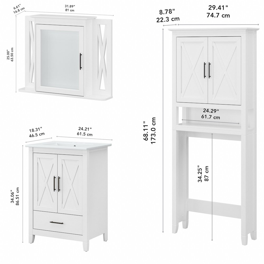 24W Bathroom Vanity Sink with Mirror and Over The Toilet Storage Cabinet. Picture 10