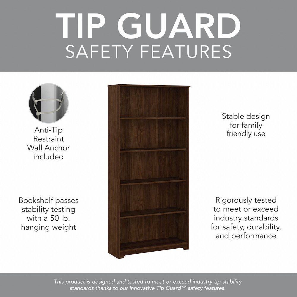 Cabot 60W L Shaped Computer Desk with Hutch and 5 Shelf Bookcase. Picture 9