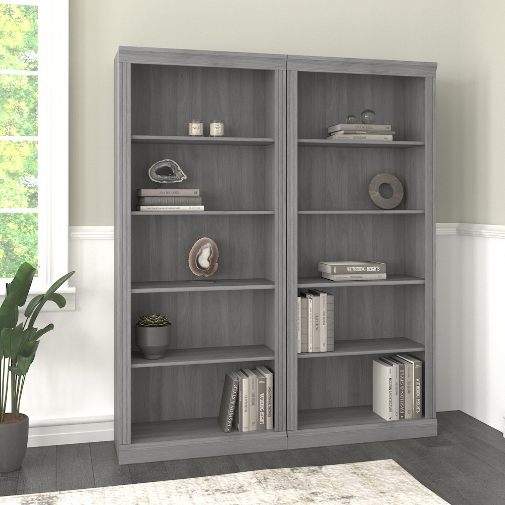 Saratoga Tall 5 Shelf Bookcase - Set of 2. Picture 2