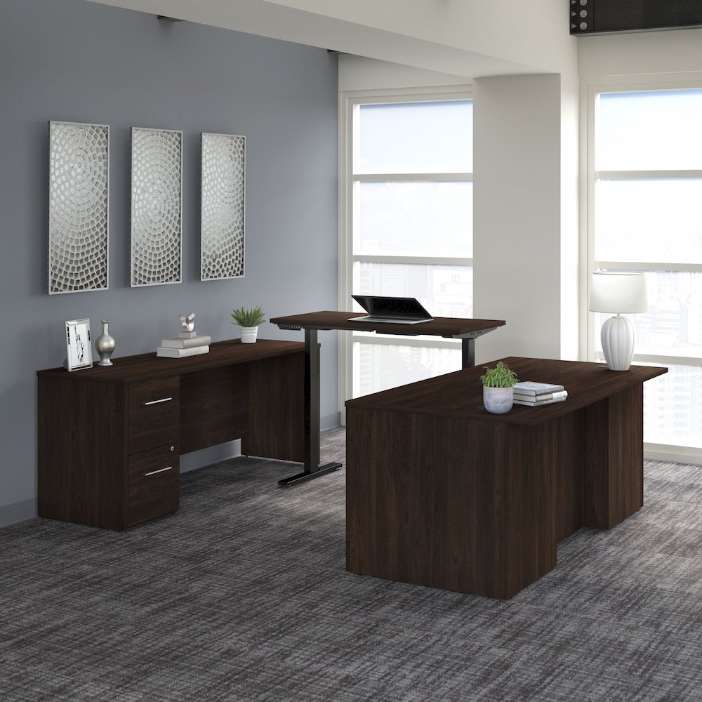 Office 500 72W Height Adjustable U Shaped Executive Desk with Drawers. Picture 2