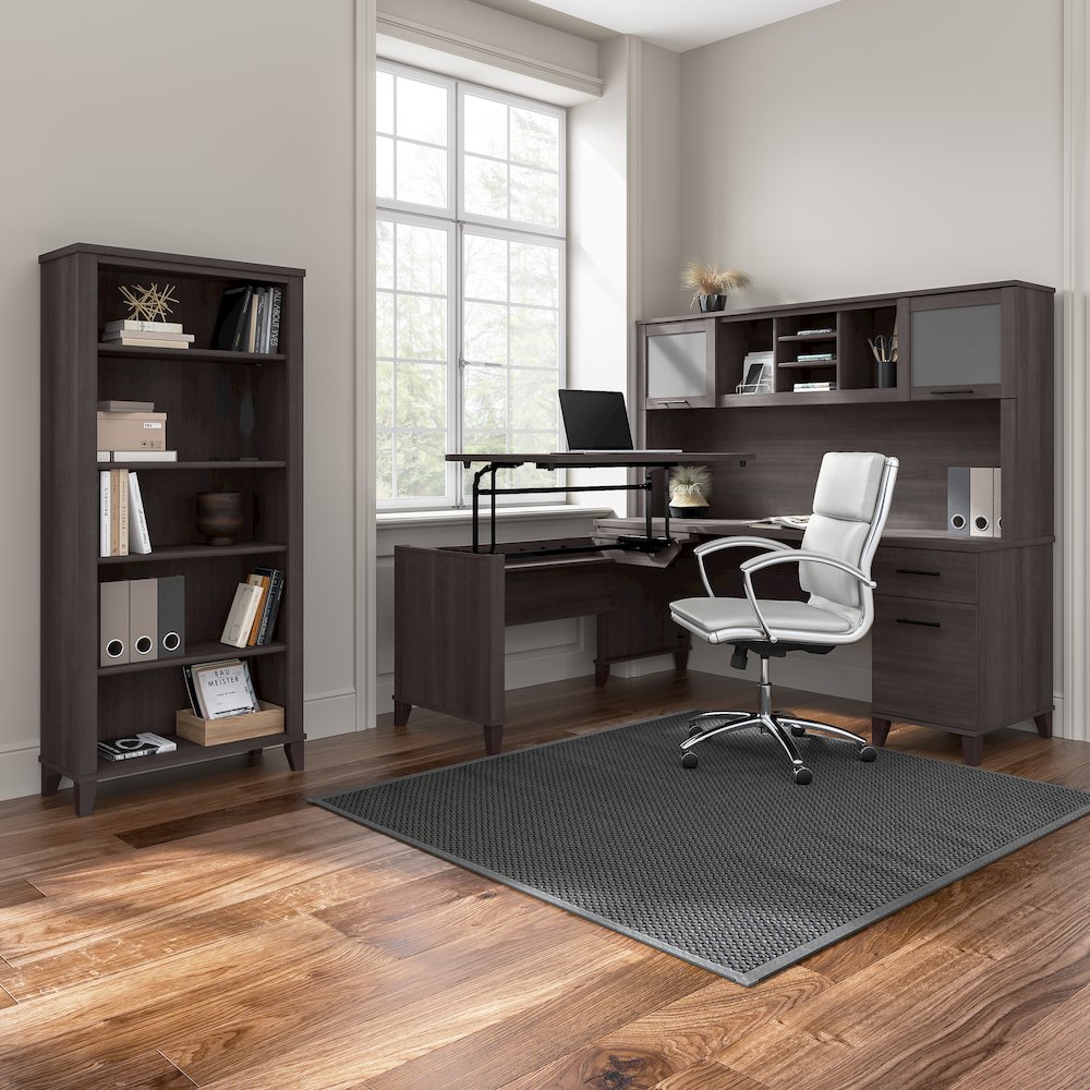 Somerset 72W L Shaped Desk with Hutch and Lateral File Cabinet. Picture 3