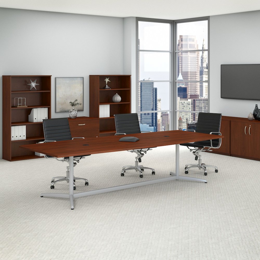 120W x 48D Boat Shaped Conference Table with Metal Base. Picture 2