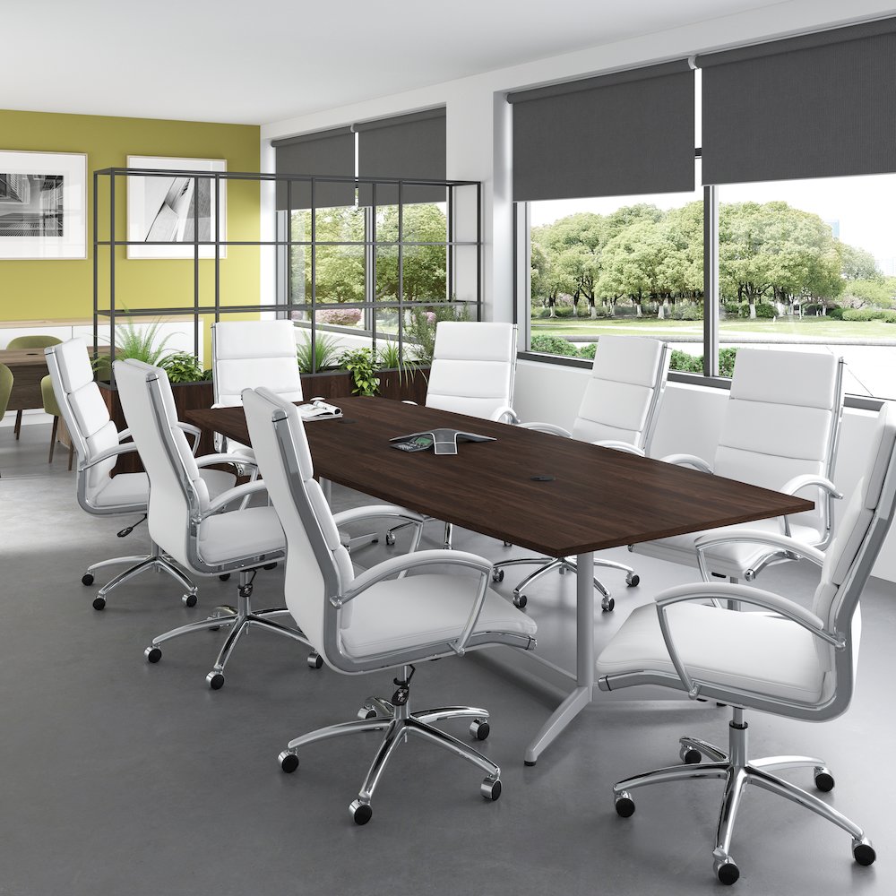 120W x 48D Boat Shaped Conference Table with Metal Base. Picture 2