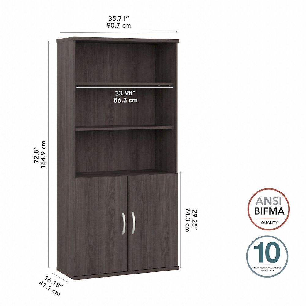 Studio C Tall 5 Shelf Bookcase with Doors. Picture 9