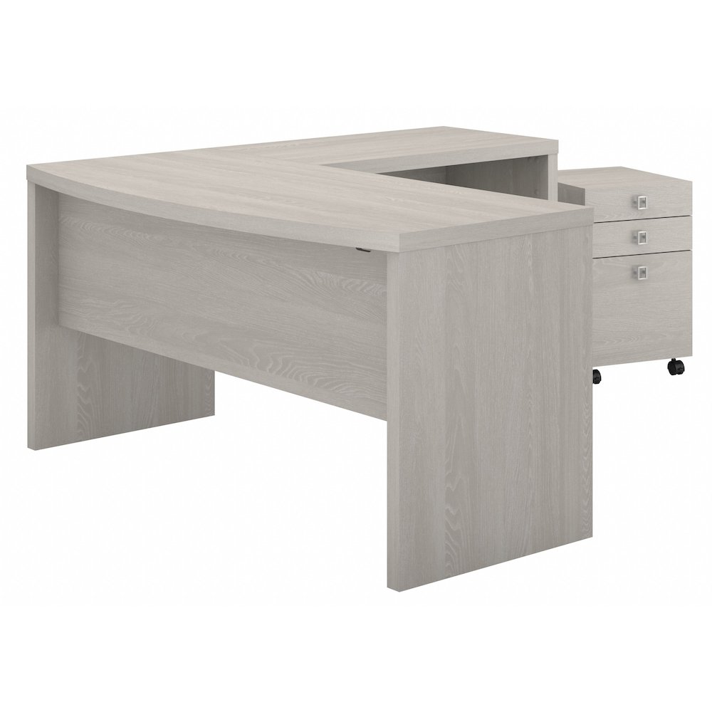 Echo L Shaped Bow Front Desk with Mobile File Cabinet. Picture 1
