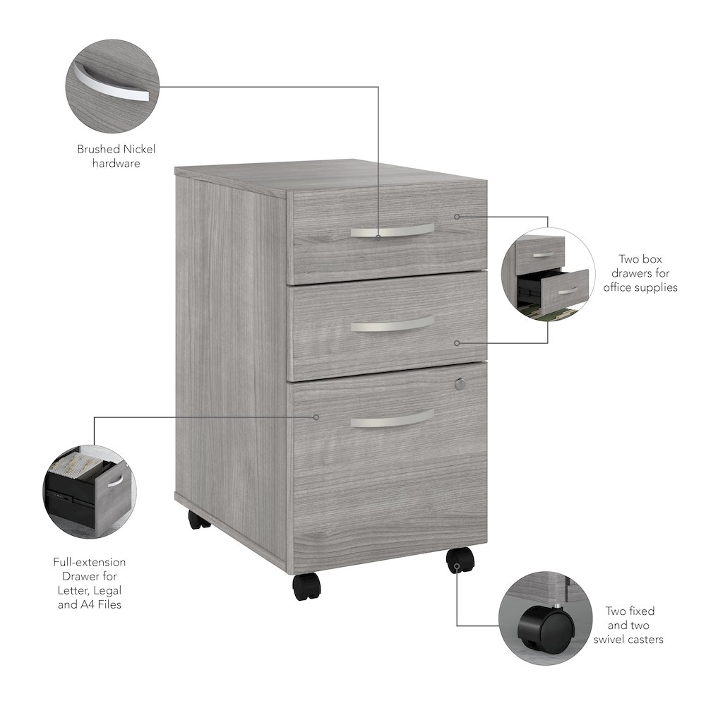 Studio A 3 Drawer Mobile File Cabinet - Assembled. Picture 7