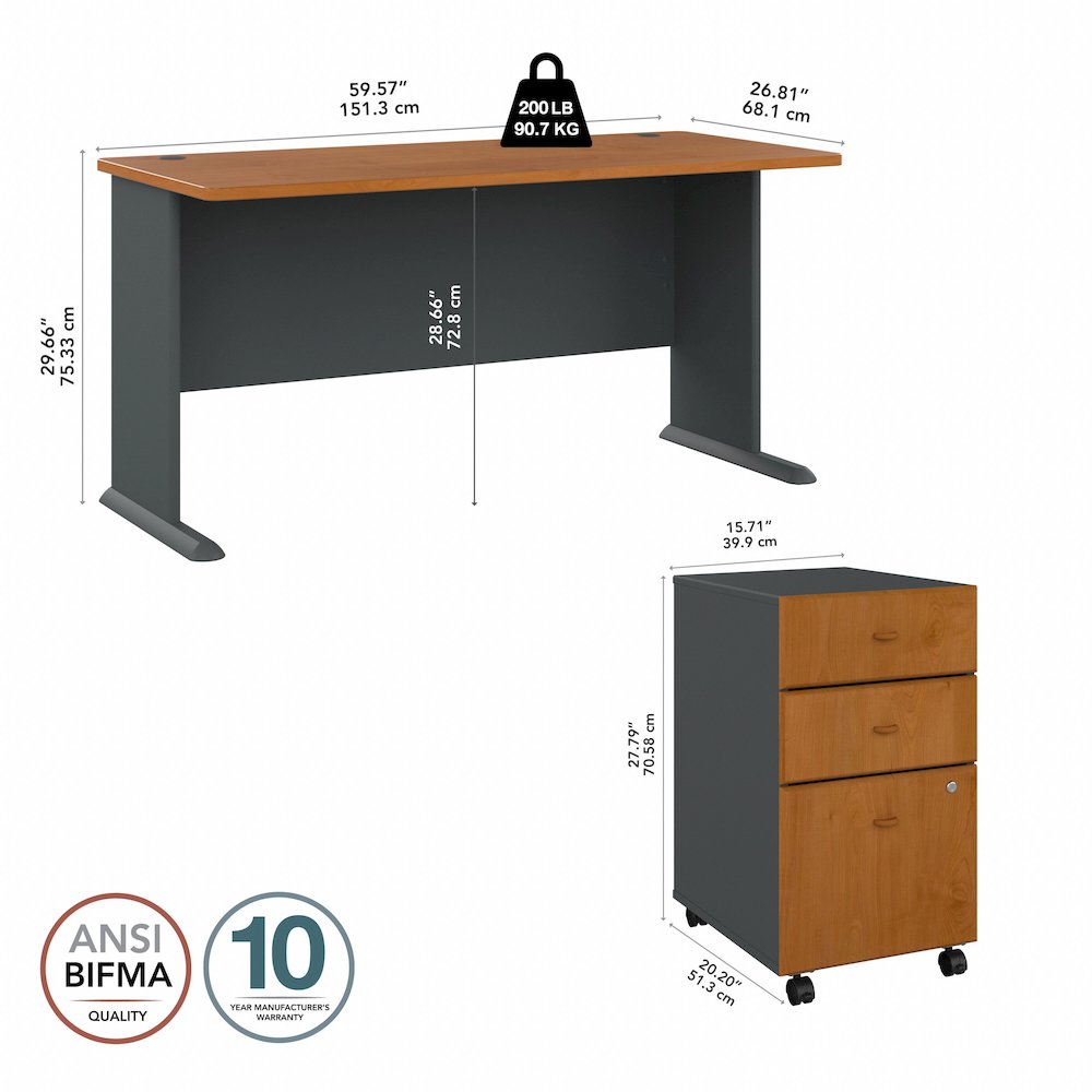 Series A 60W Desk with Mobile File Cabinet. Picture 9