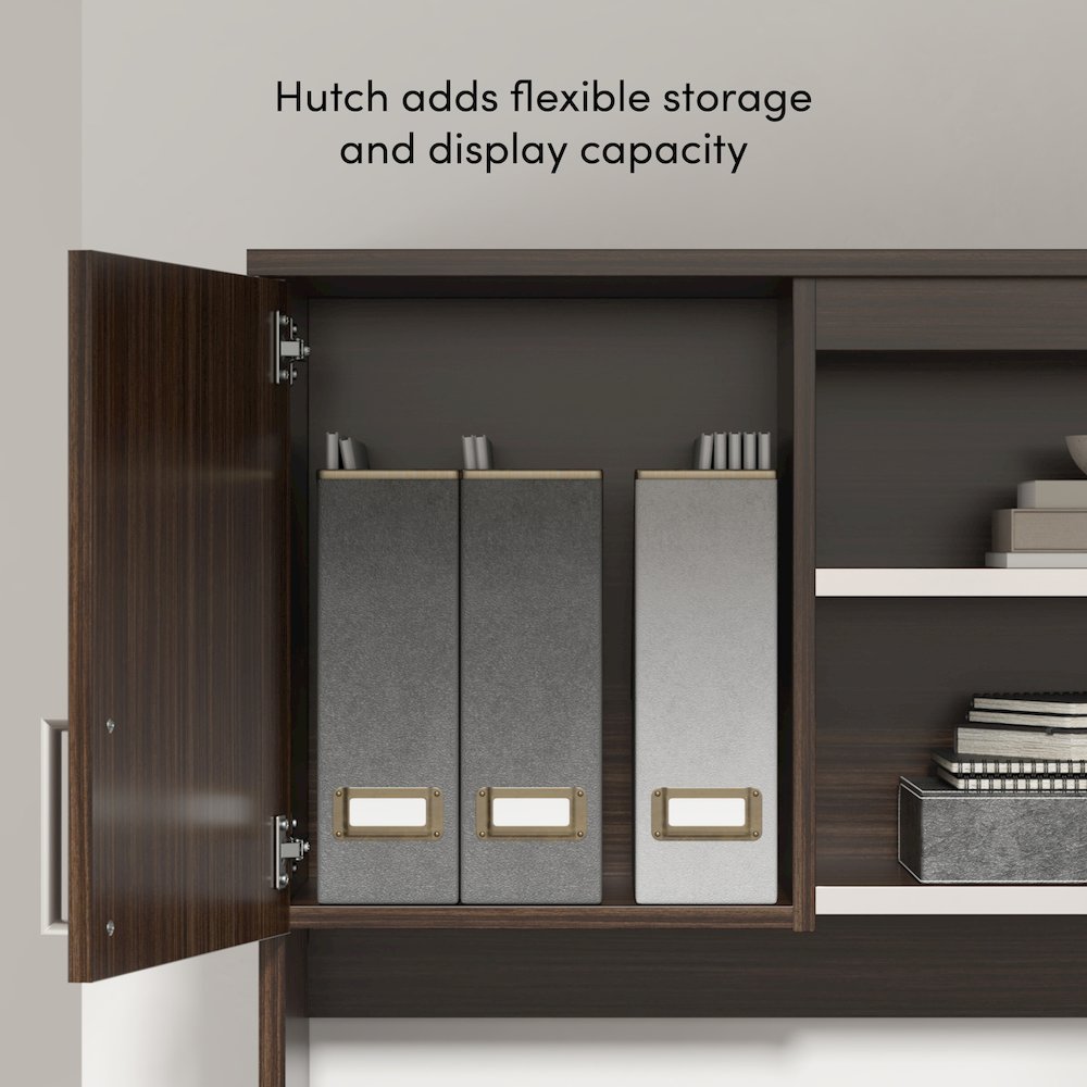 65W U-Shaped Desk with Hutch, Lateral File Cabinet, and Bookcase. Picture 5