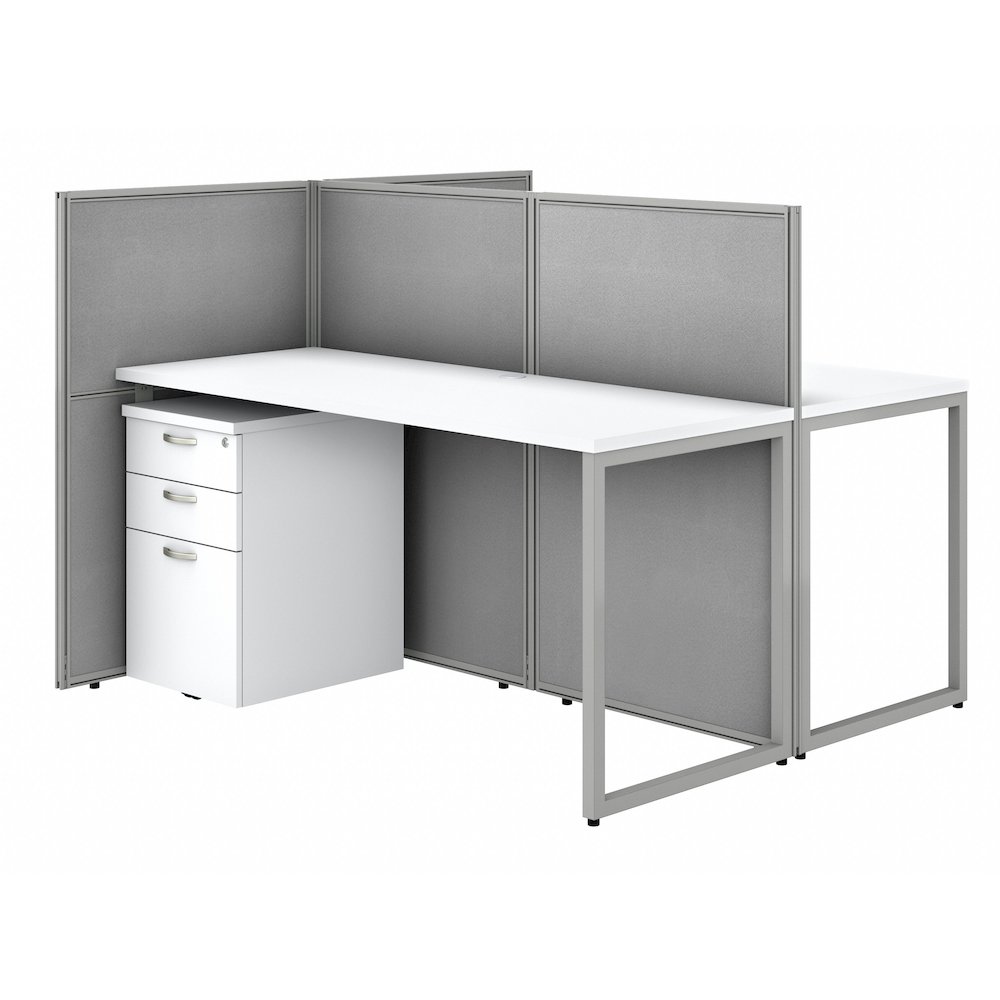 Easy Office 60W 2 Person Cubicle Desk with File Cabinets and 45H Panels. Picture 1