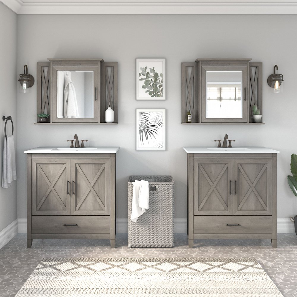 Key West 64W Double Vanity Set with Sinks and Medicine Cabinets. Picture 2