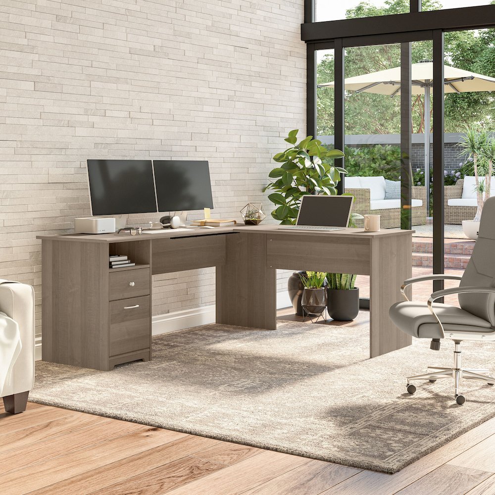 Cabot 72W L Shaped Computer Desk with Drawers. Picture 2
