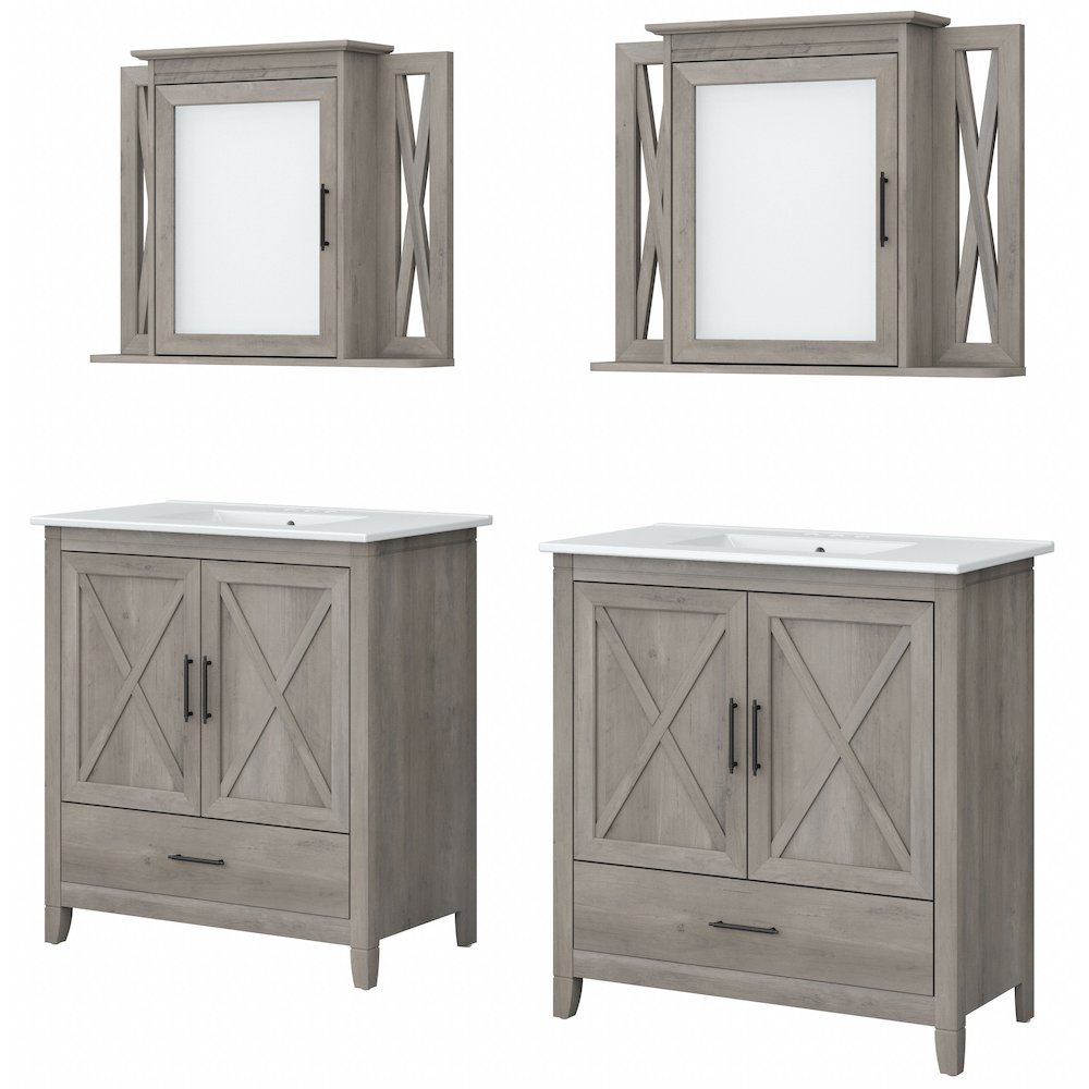 Key West 64W Double Vanity Set with Sinks and Medicine Cabinets. Picture 1