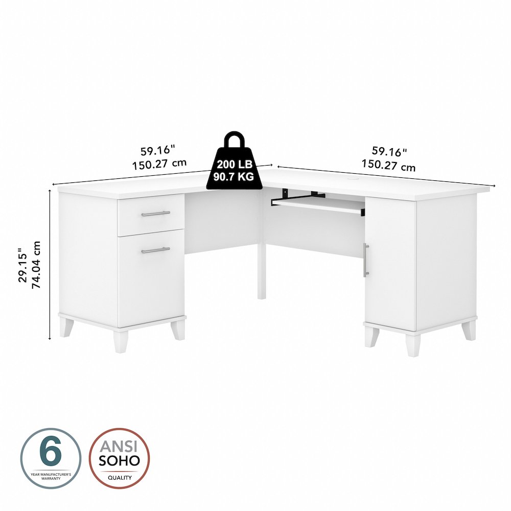 Somerset 60W L Shaped Desk with Storage. Picture 8
