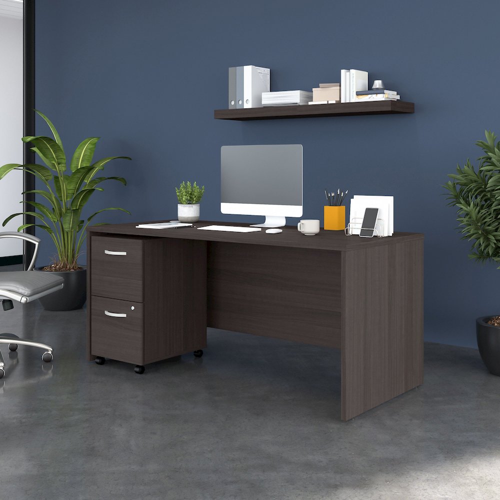 Studio C 66W x 30D Office Desk with 2 Drawer Mobile File Cabinet. Picture 2