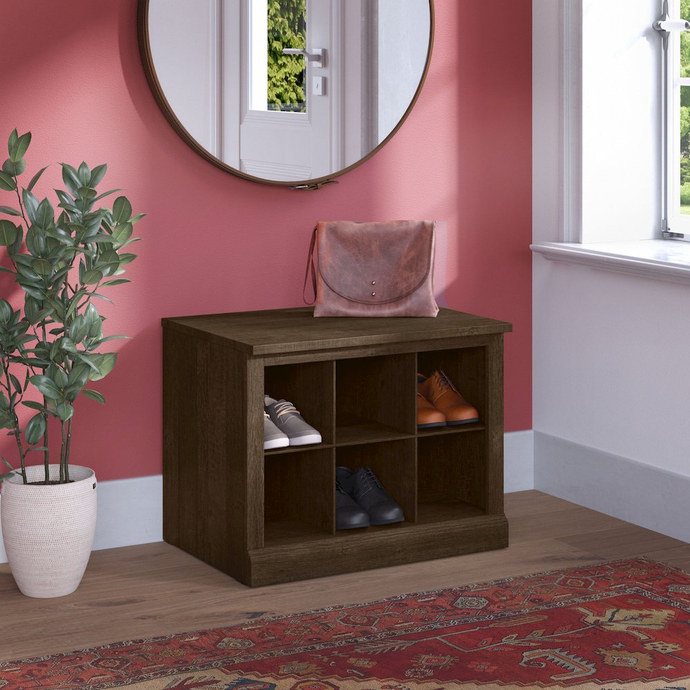 Woodland 24W Small Shoe Bench with Shelves. Picture 2