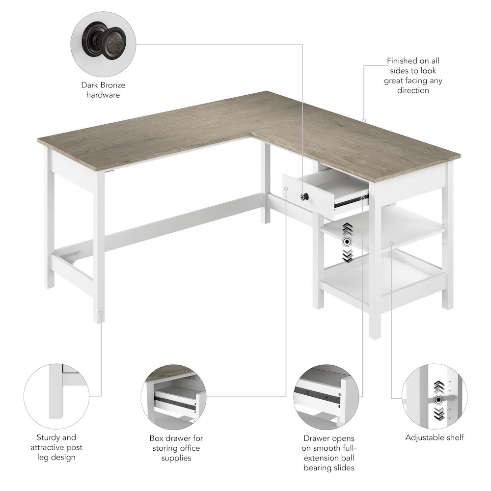 Mayfield 60W L Shaped Computer Desk with Storage. Picture 7
