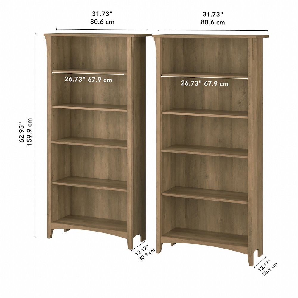 Salinas Tall 5 Shelf Bookcase - Set of 2. Picture 7
