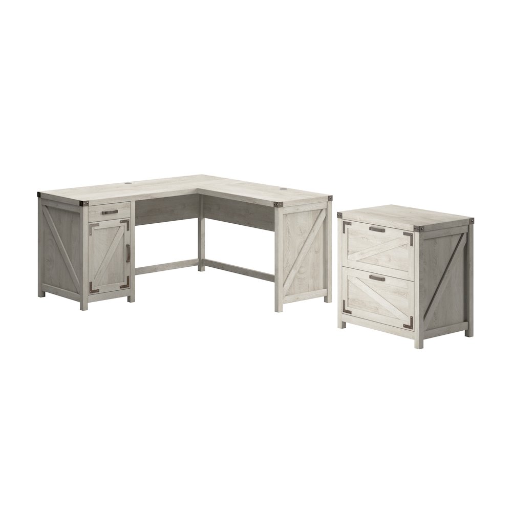 Knoxville 60W L Shaped Desk with 2 Drawer Lateral File Cabinet. Picture 1