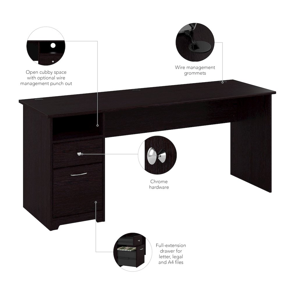 Cabot 72W Computer Desk with Drawers. Picture 8