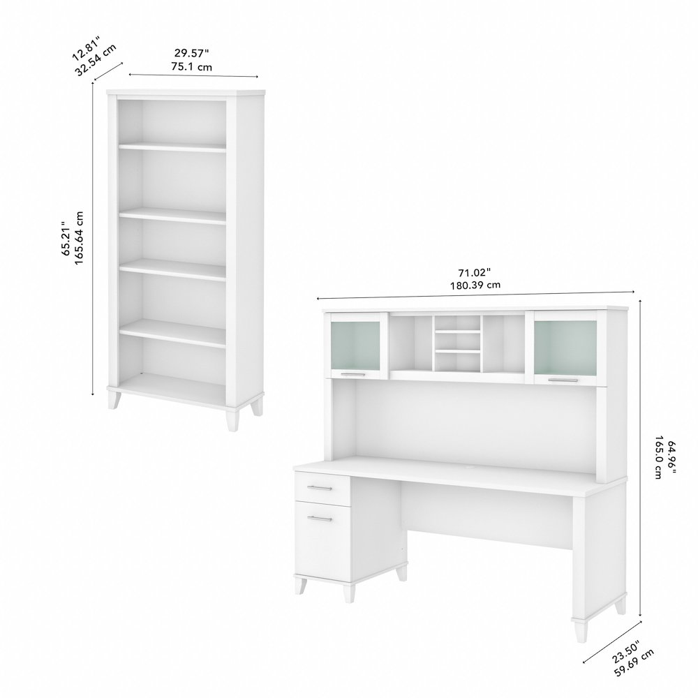 Somerset 72W Office Desk with Hutch and 5 Shelf Bookcase. Picture 8