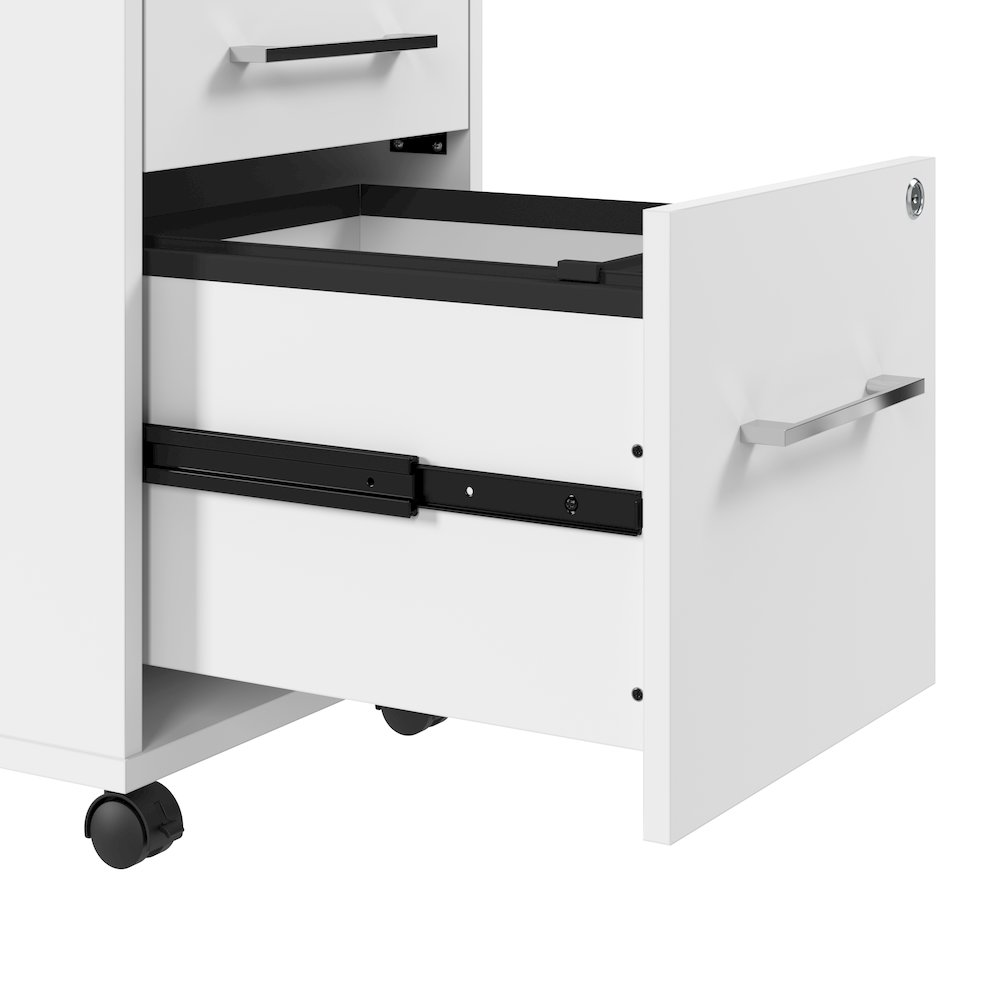 Hustle 3 Drawer Rolling File Cabinet with Lock in White. Picture 5