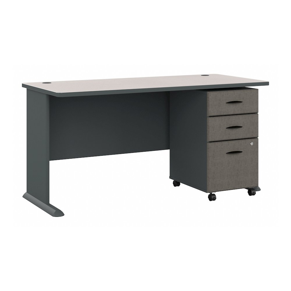 Series A 60W Desk with Mobile File Cabinet. Picture 1