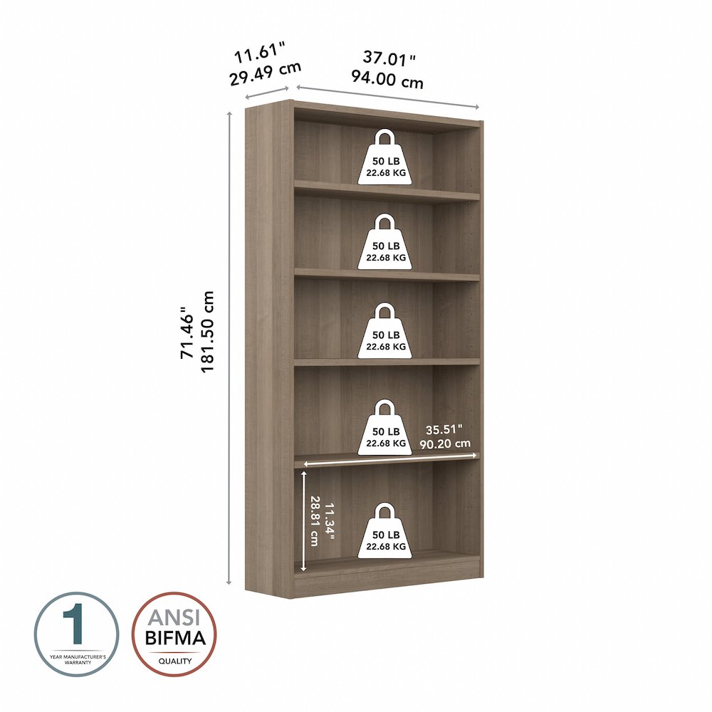 Universal Tall 5 Shelf Bookcase. Picture 8