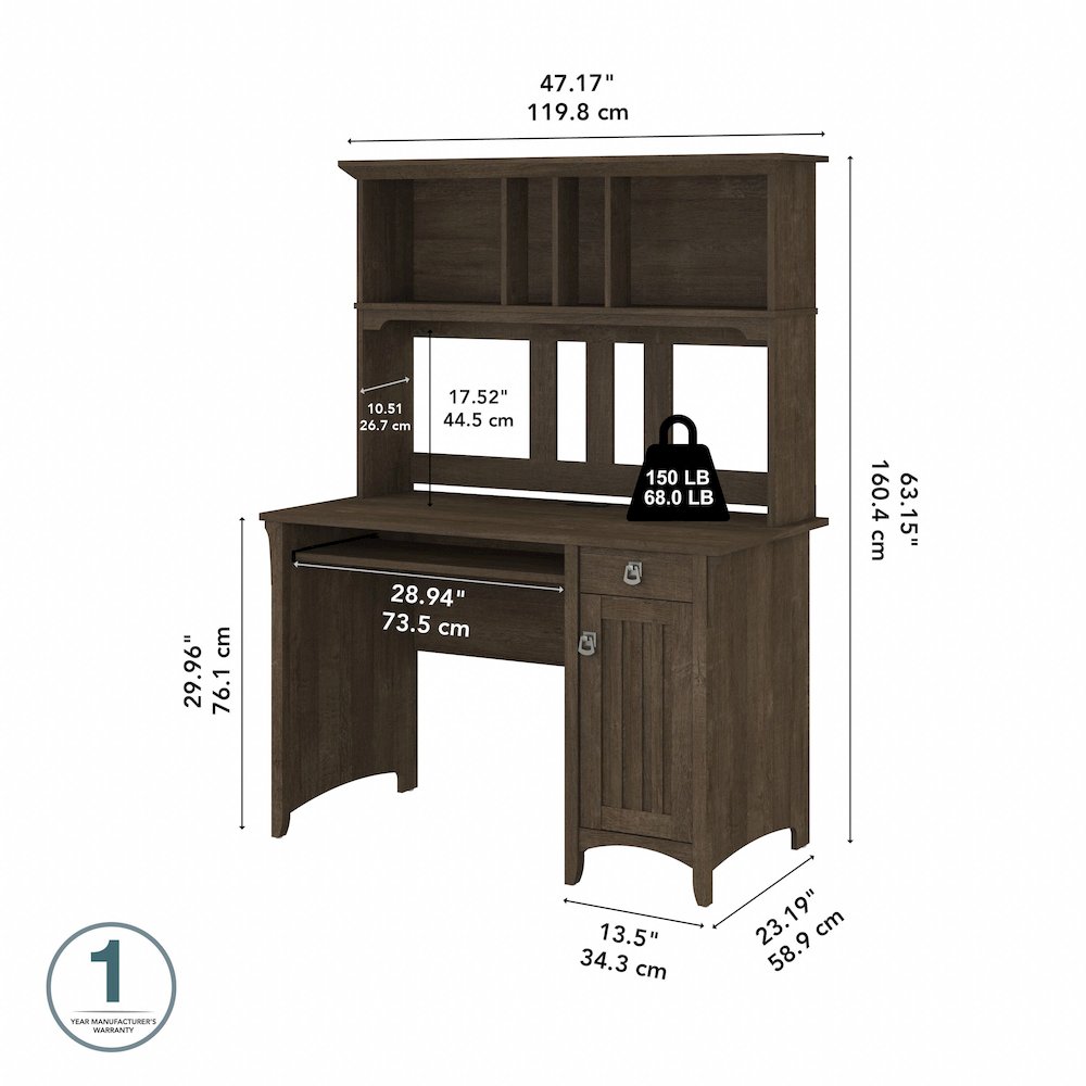 Salinas Small Computer Desk with Hutch. Picture 8