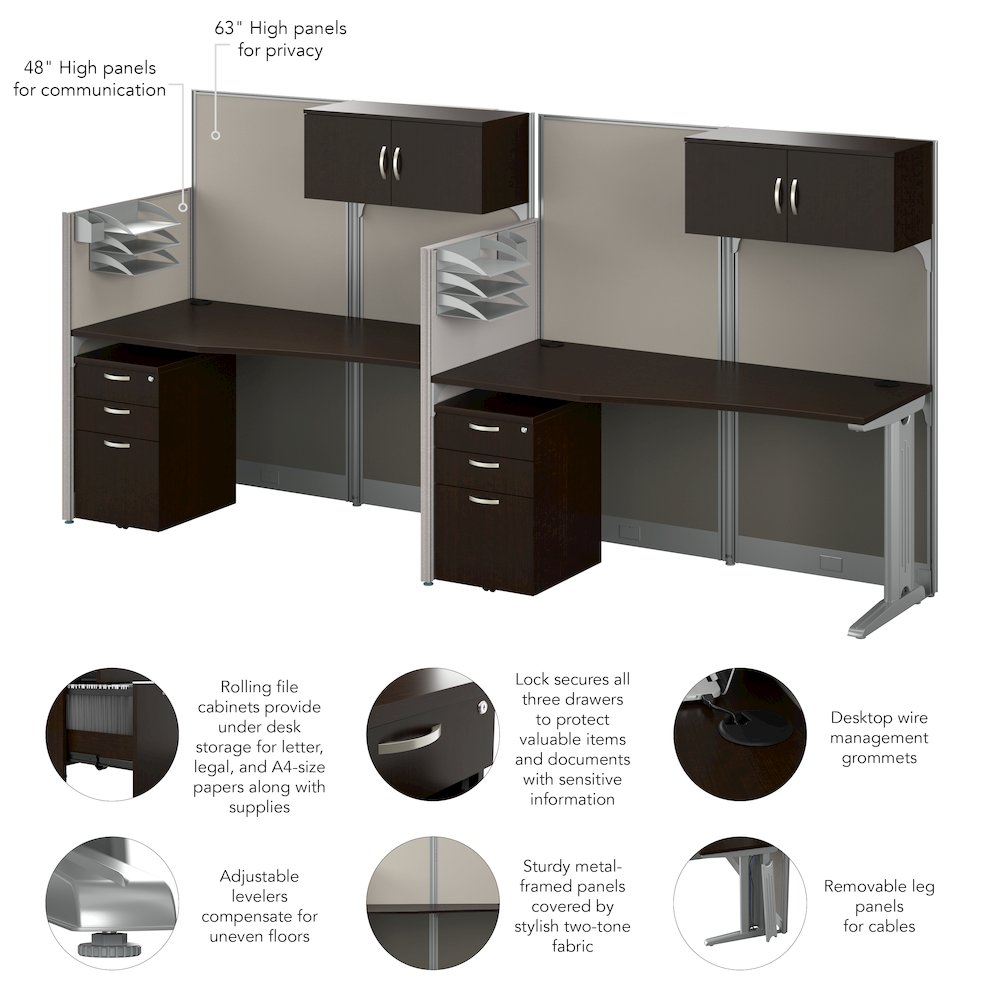 2 Person Straight Cubicle Desks with Storage, Drawers, and Organizers. Picture 8